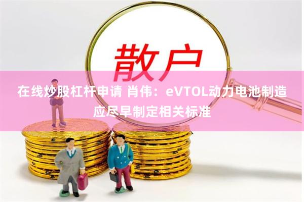 在线炒股杠杆申请 肖伟：eVTOL动力电池制造应尽早制定相关标准